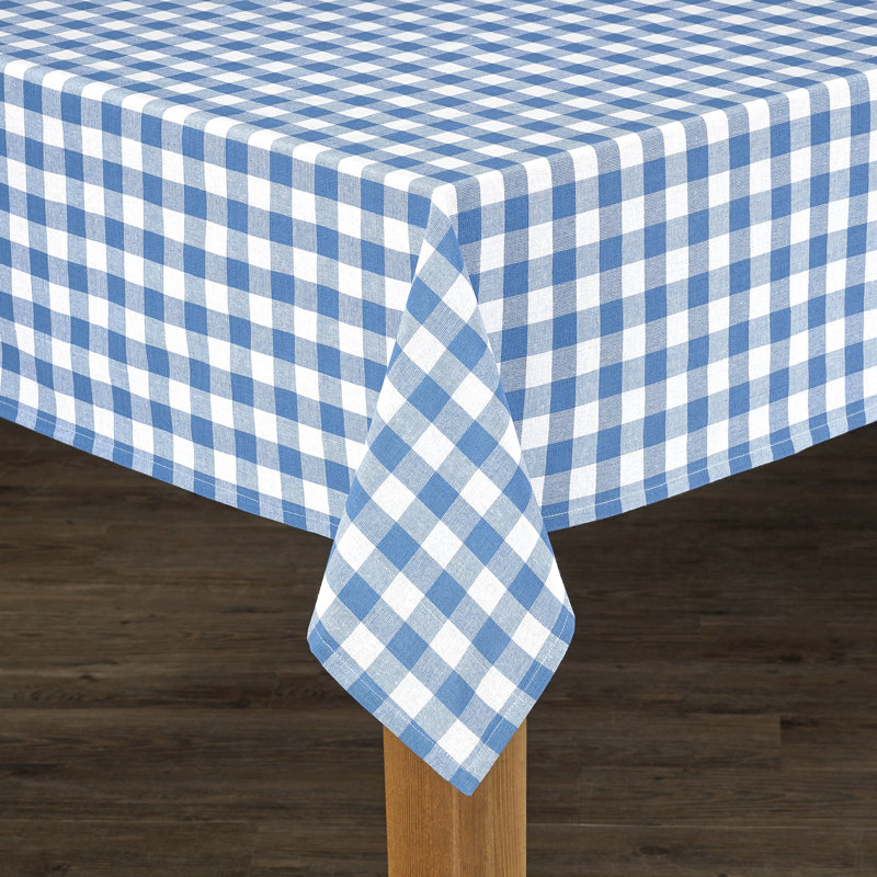 Andreas Gingham 100% Cotton Square/Oval Tablecloth, 60" W x 104" L, Navy