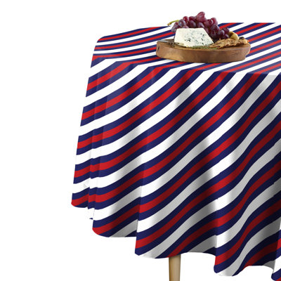 Alaco Nautical Diagonal Stripe Round Tablecloth