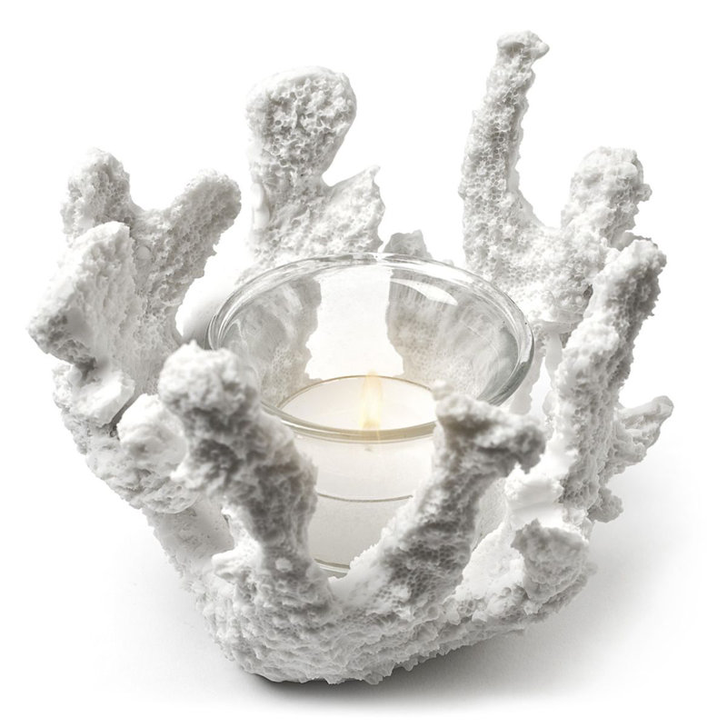 5'' H Resin, Glass Tabletop Votive Holder