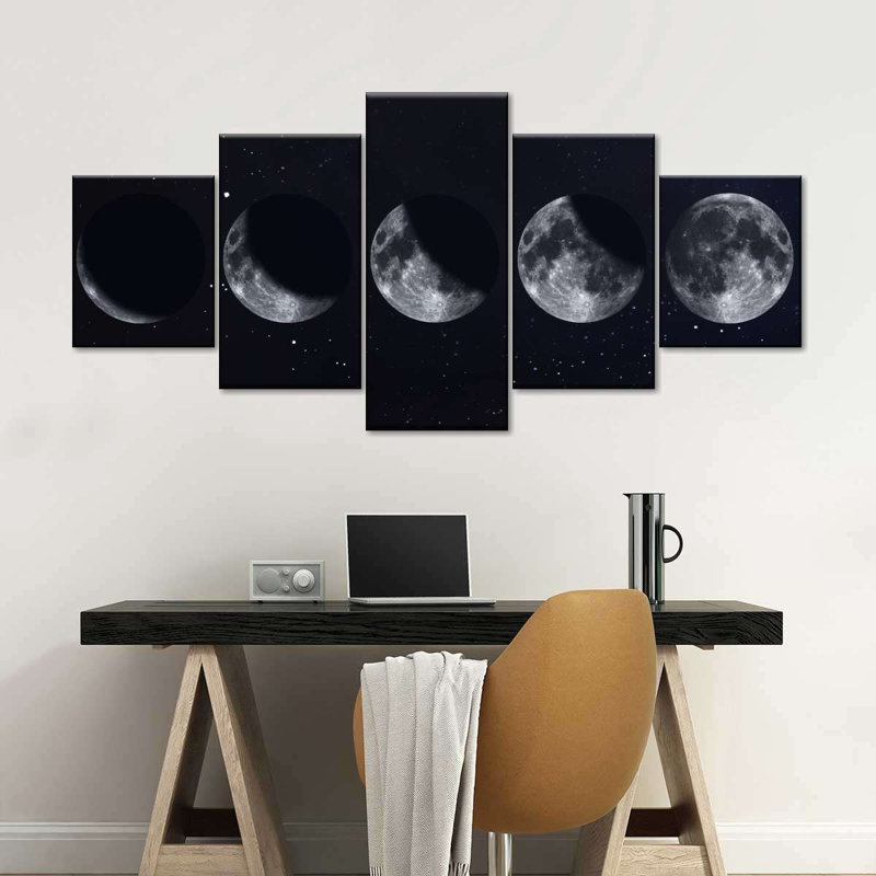 " Moon Phases " 5 - Pieces, 24" H x 55" W x 1.25" D