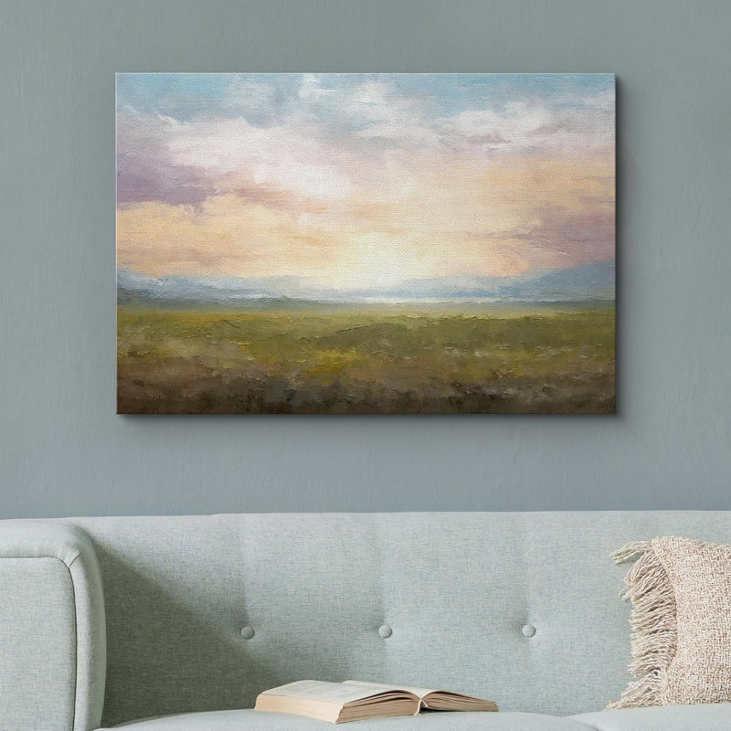 Minimal Landscape " Sunset Sky Rustic Grass Field Nature Landscape Fine Art Large Wall Art Pictures Bedroom Office "