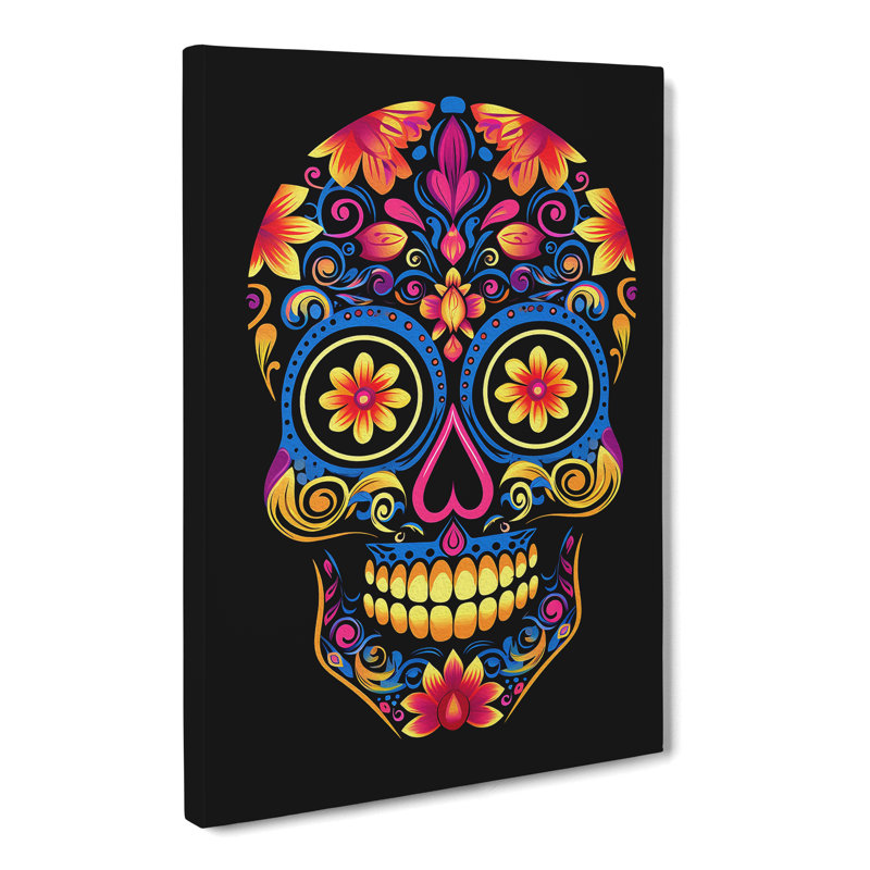 Sugar Skull Minimalism Art No.2 - Wrapped Canvas, 60cm H x 40cm W x 3cm D