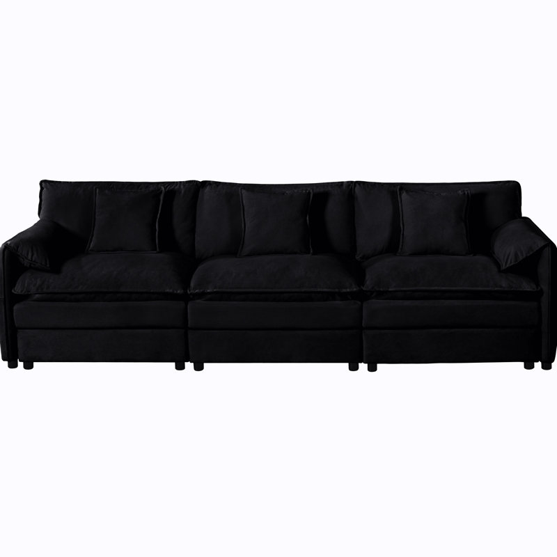 Living Room Luxury Sectional , 3 In Black Chenille With Deep Seat And Movable Oversized Sectional, For Home Style, Black