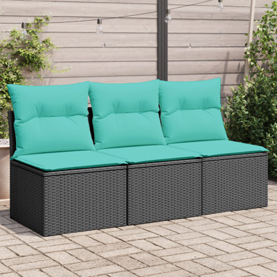 Canapé de jardin en rotin de polyester noir 64,96 x 24,41 x 27,17 po
