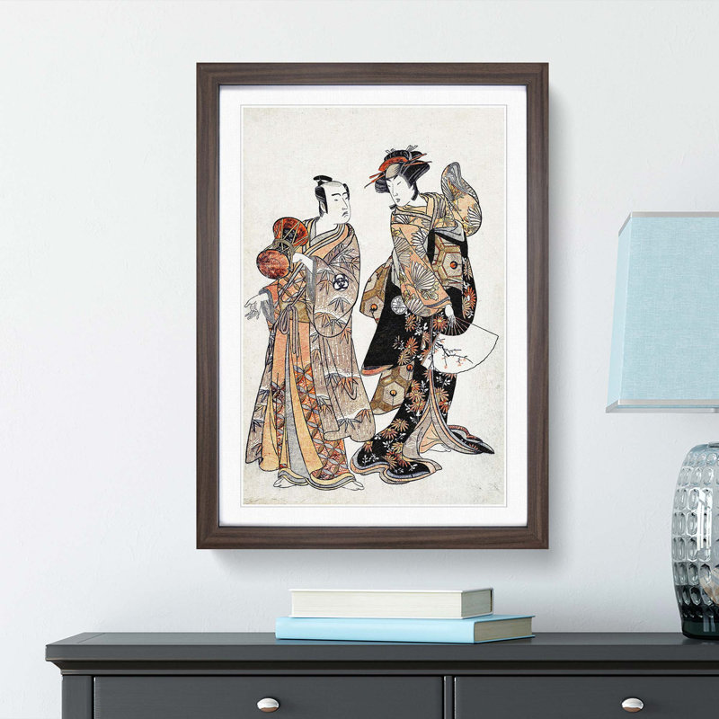 Ochiyo and Hanbei by Katsukawa Shunsho - Framed Print, 48cm H x 36cm W x 2cm D, Walnut Framed
