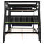 Lit superposé double avec 2 bureaux de jeu intégrés, ports USB et rangement perforé, lit mezzanine pour 2 utilisateurs E-Sports, vert-883011838-883011839