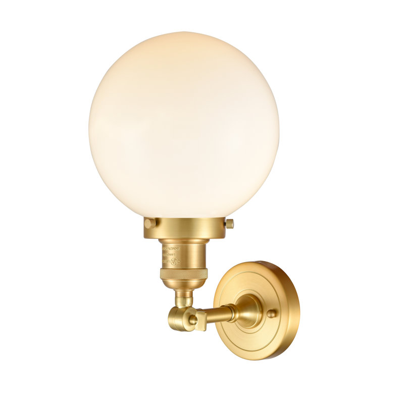 Applique murale pour salle de bain 1 lumière Clementina, Boîtier blanc mat, Or satiné, Ampoule DEL 6 watts Vinage