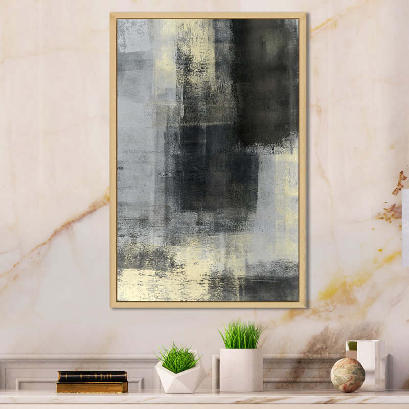 Art moderne gris et bleu II 2FDP47774, H 12 po x l 8 po x P 1 po, Encadrement brun