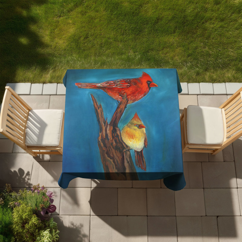 Bird Blue Tablecloth - Birds on a Branch - Indoor/Outdoor Decor
