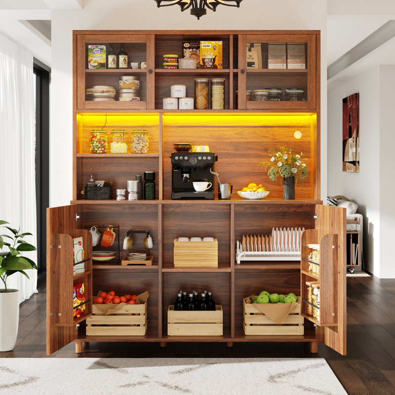 185cm Kitchen Pantry, Brown