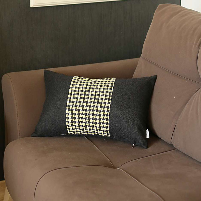 Housse de coussin rectangulaire en polyester / mélange de polyester, Jaune / noir