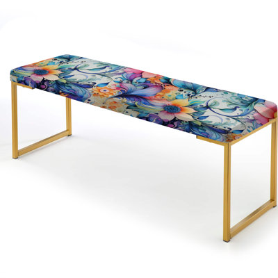 Watercolor Delight Paisley Pattern - Paisley Upholstered Gold Bench
