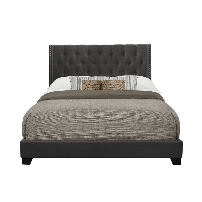 Lit tapissier Mynatt, Très grand, Gris foncé