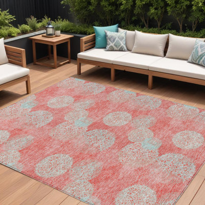 Tapis intérieur lavable à pois ivoire et bleu ciel 9 pi x 12 pi