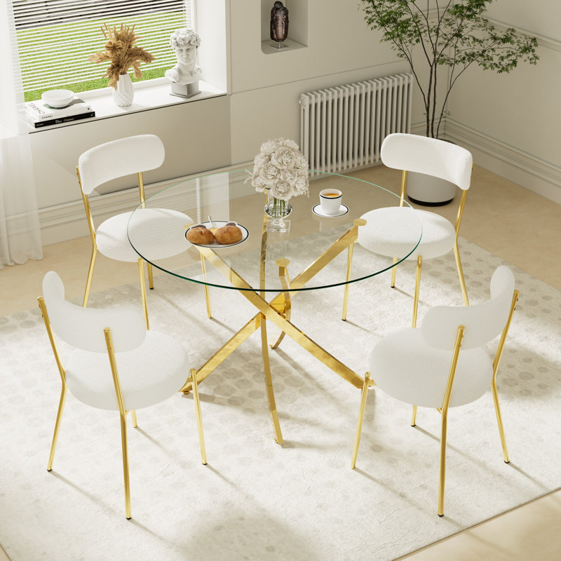 Ensemble de table de salle à manger 5 pièces pour 4 personnes, Blanc, H 29,5 po x L 36 po x l 36 po
