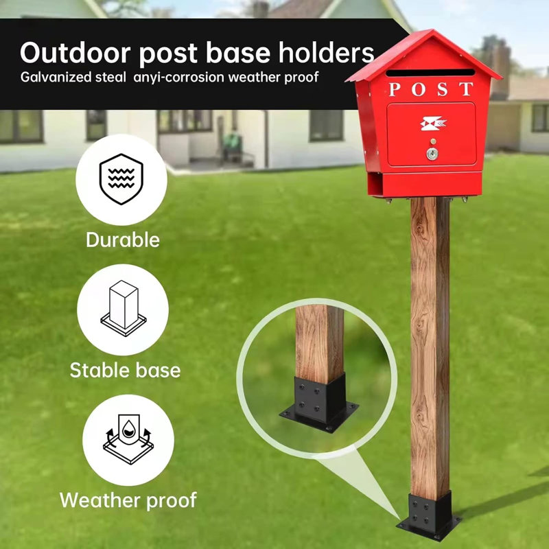 4 pièces de poteaux 4 x 4, supports de poteaux de terrasse, base en acier de 3,5 po x 3,5 po
