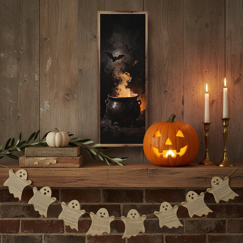 Bats In Cauldron, 24" H x 8" W
