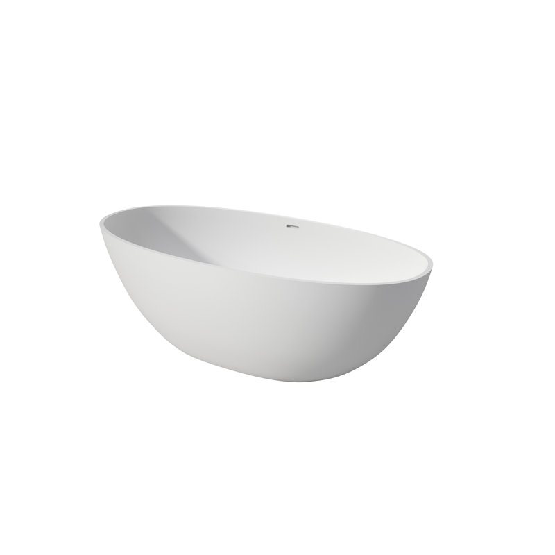 Baignoire profonde de 65 po à surface solide de qualité supérieure, Blanc mat