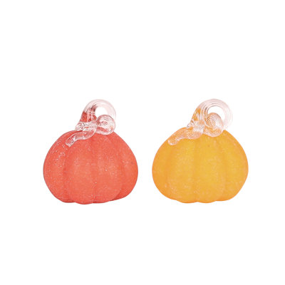  Glass Harvest Pumpkin Set of 2 Fall/Harvest Home Decorations