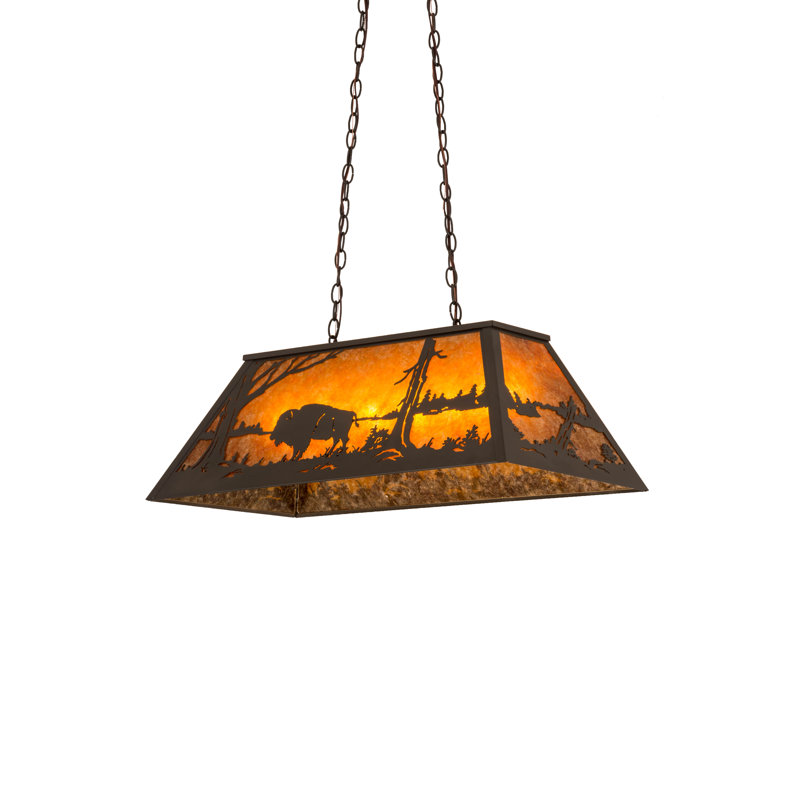 Rustic Lodge 6 - Light Pendant, Timeless Bronze, Amber, 12.25" H x 33" W x 17" D