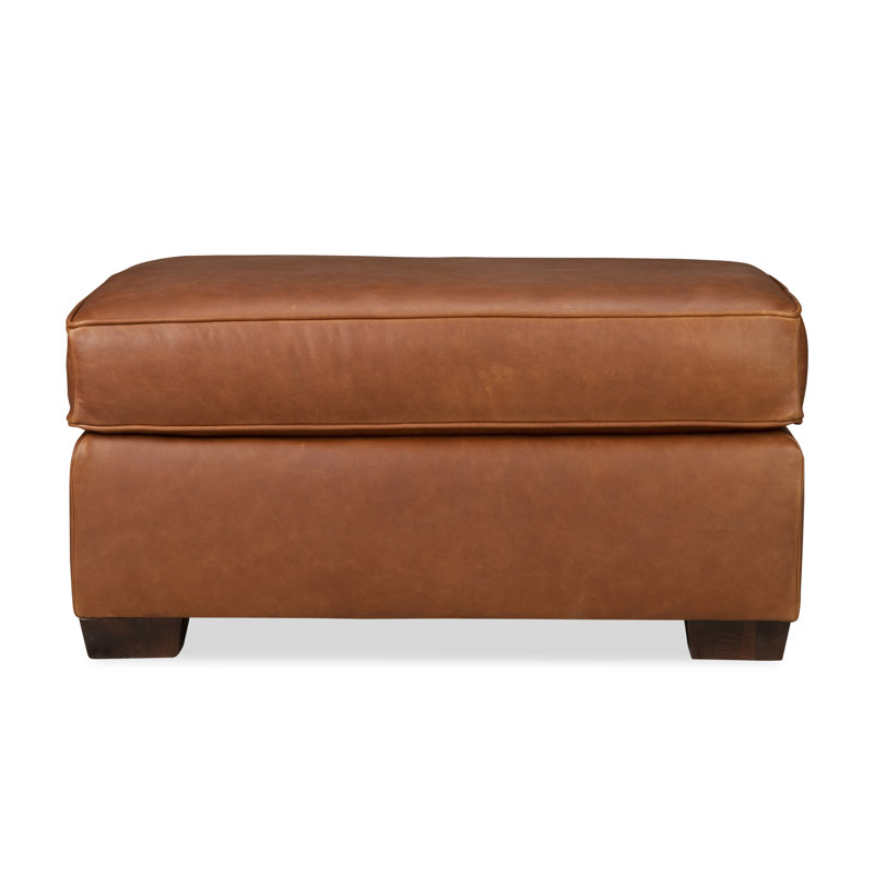 Repose-pieds en cuir véritable Porter, Cuir véritable Steamboat bois flotté
