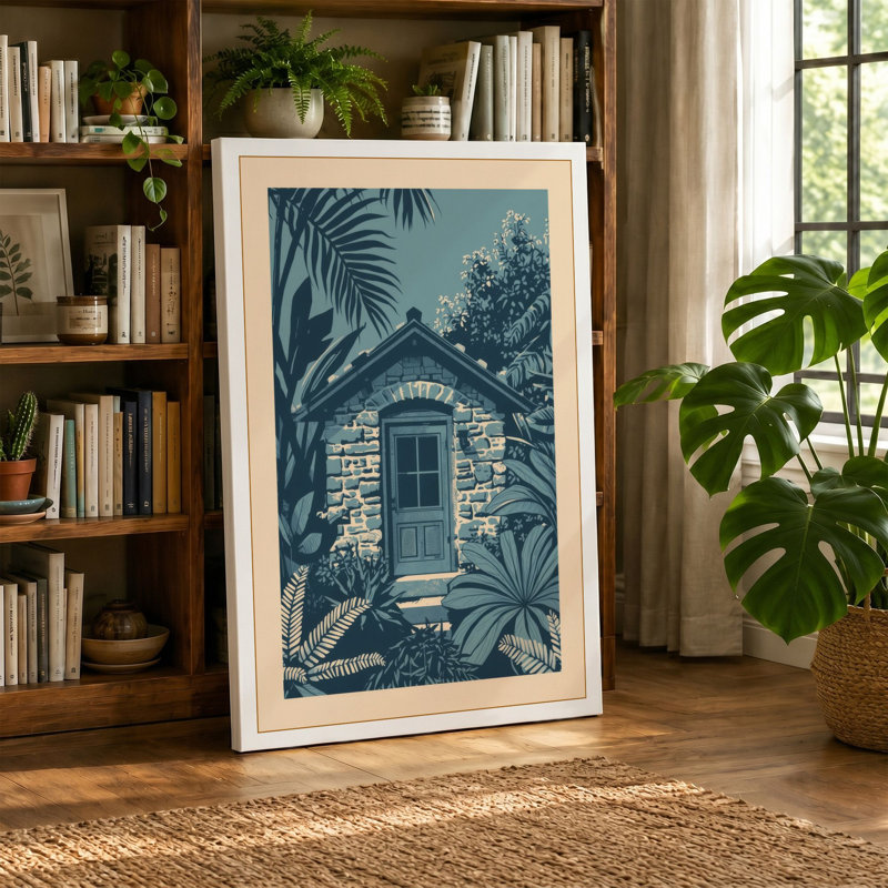 Hidden Tropical Sanctuary Coastal - Wrapped Canvas, 24x16 - 61.0 x 40.6 cm, Terracotta Border