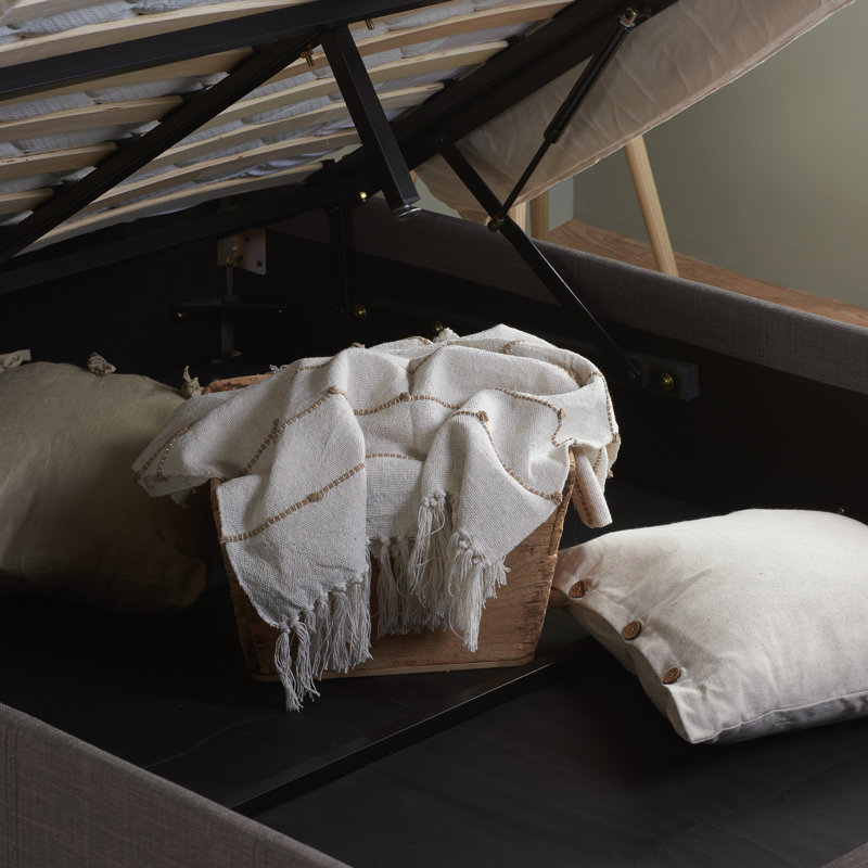 Beckey Upholstered Ottoman Bed, Double (4'6), Grey
