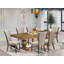7-piece Dining Table Set includes a Modern Dining Table and 6 Light Tan Linen Fabric Kitchen Chairs with Button tufted Back - Antique Walnut Finish-1518952809-1531103680
