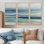 Bleu et vert plage parallèle de paysage côtier abstrait - ensemble de décorations murales de plage