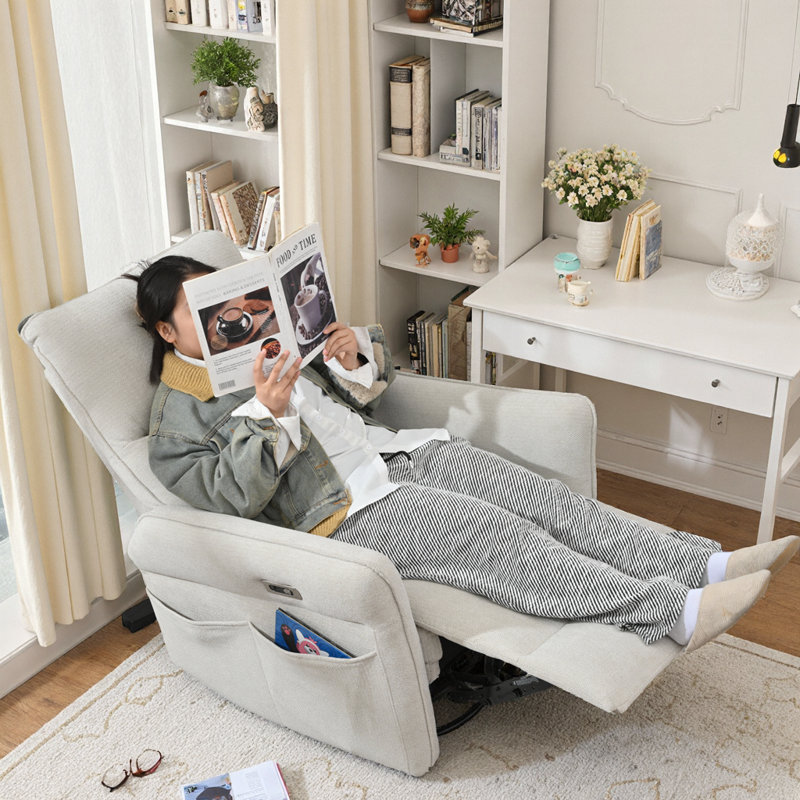 Electric 270° Swivel Rocker Recliner Chair - Modern Space-Saving Recliner with USB Ports, for Nursery, Living Room & RV