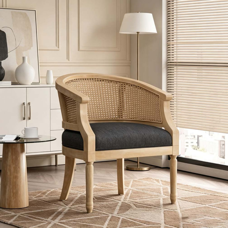 Fauteuil d'appoint en bois d'hévéa, Gris anthracite