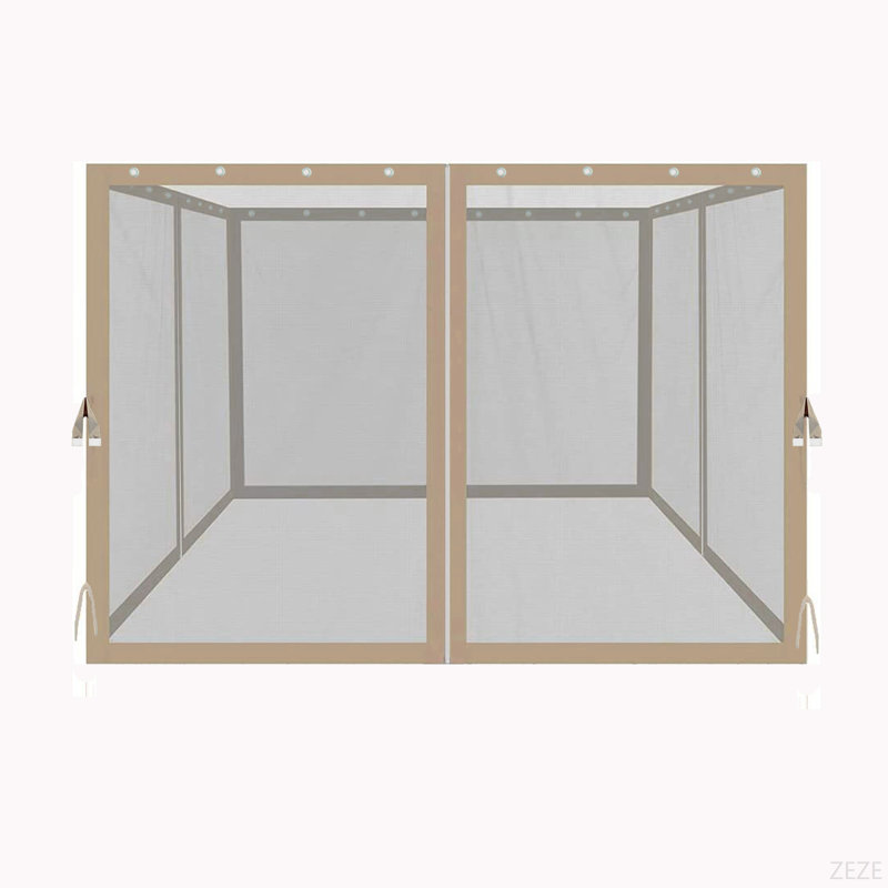 10X10 Ft Gazebo Replacement Mosquito Netting With Zippers, 4-Side Mesh Walls For Patio Gazebos