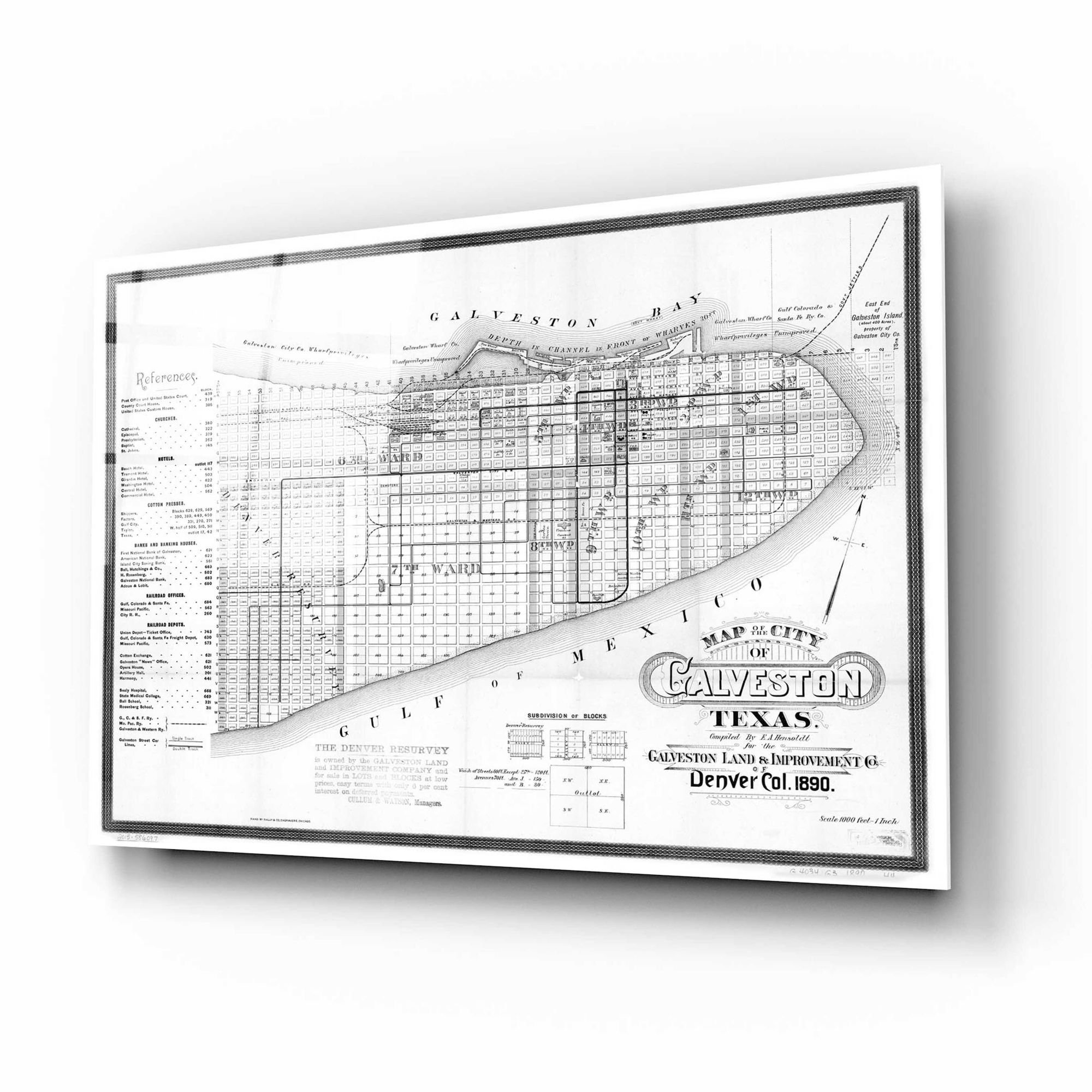 17 Stories Map Of Galveston, TX 1890 On Plastic / Acrylic by Epic Graffiti Portfolio Print | Wayfair