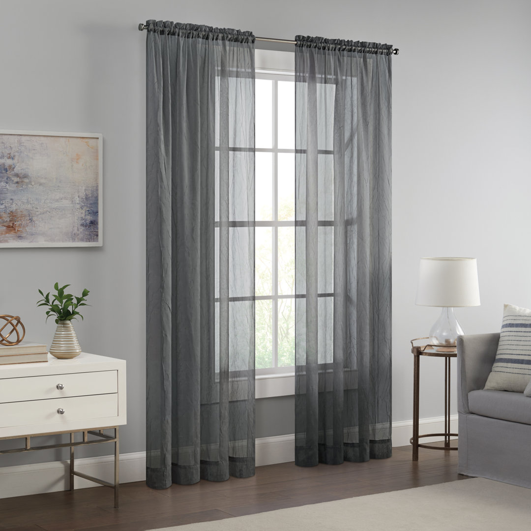 Emina Crushed Sheer Voile Rod Pocket Curtain Panel Eclipse Curtain 