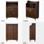 Armoire à vin 40 po sculptée avec support amovible, porte-verres, tiroir et tablette réglable, noyer, portes à feuilles sculptées