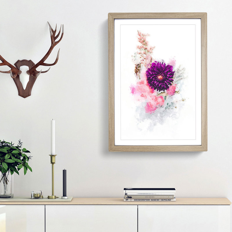 Floral Display - Picture Frame Painting Print, Oak Framed, 48cm H x 36cm W x 2cm D