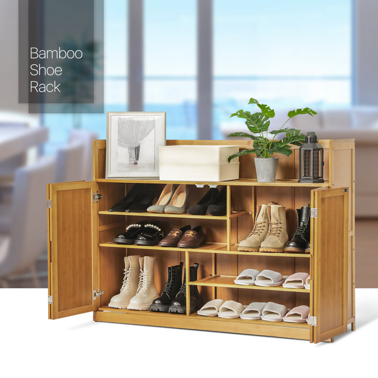 https://assets.wfcdn.com/im/31003500/resize-h755-w755%5Ecompr-r85/2021/202123155/5+Tiers+Shoe+Rack+Cabinet+with+Door%2C+Storage+Organizer+16+Pairs+of+Shoes+Bamboo+Stand+for+Entryway.jpg