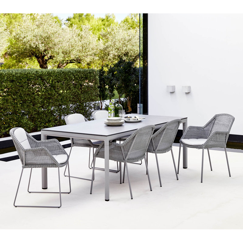 Drop Outdoor Dining Table, 39.4" W x 78.8" L x 29" H, Light Gray, Fossil Black