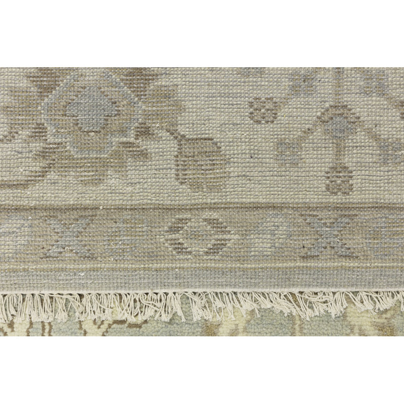 Tapis oriental gris clair en laine noué à la main 7 pi 11 po x 10 pi 1 po Shunta