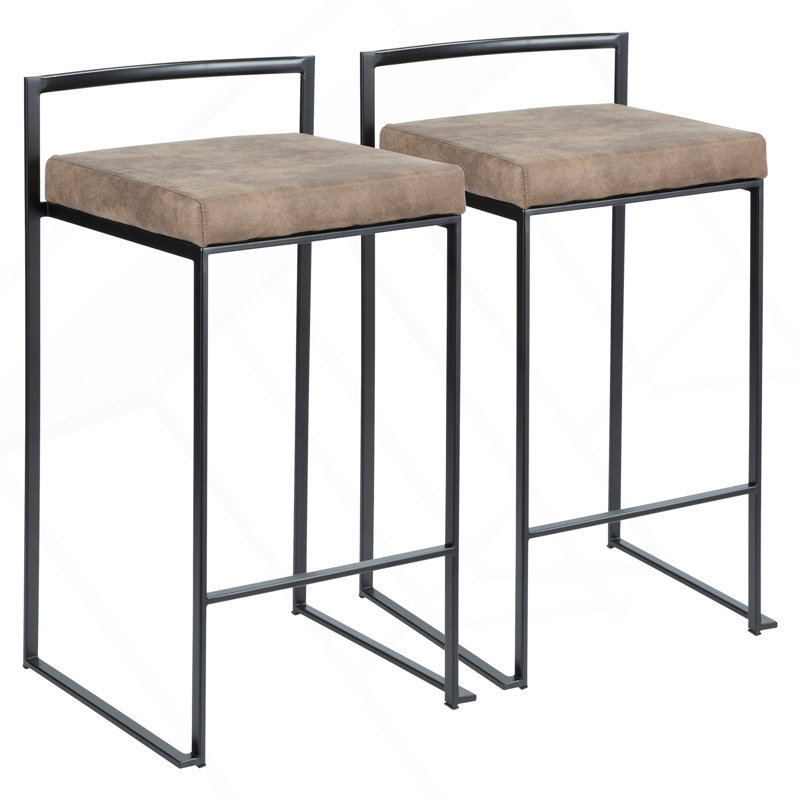 Tabouret de comptoir empilable Fuji, Brun, Noir
