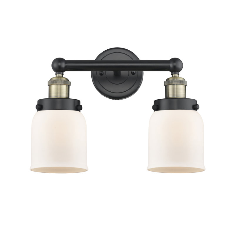 Éclairage pour meuble-lavabo à 2 lumières à intensité variable Corralitos, Blanc mat, Laiton antique noir