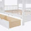 Lit double en bois avec 2 tiroirs, lit pour enfant avec tablette de rangement, blanc-22804665