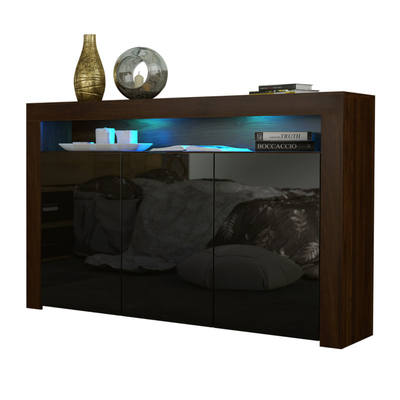 Argyro 393.7cm Sideboard, Walnut Black