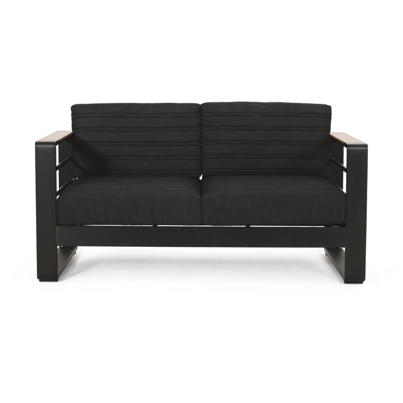 Aluminum Outdoor With Dark Cushions - Style Water- Cover And Horizontal Channel Tufting