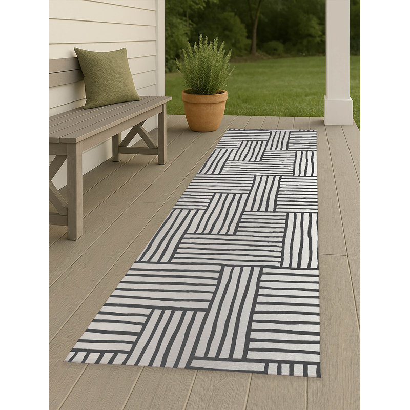 Tapis d'extérieur antidérapant Grid Puz, Tapis de couloir 2 pi 6 po x 8 pi