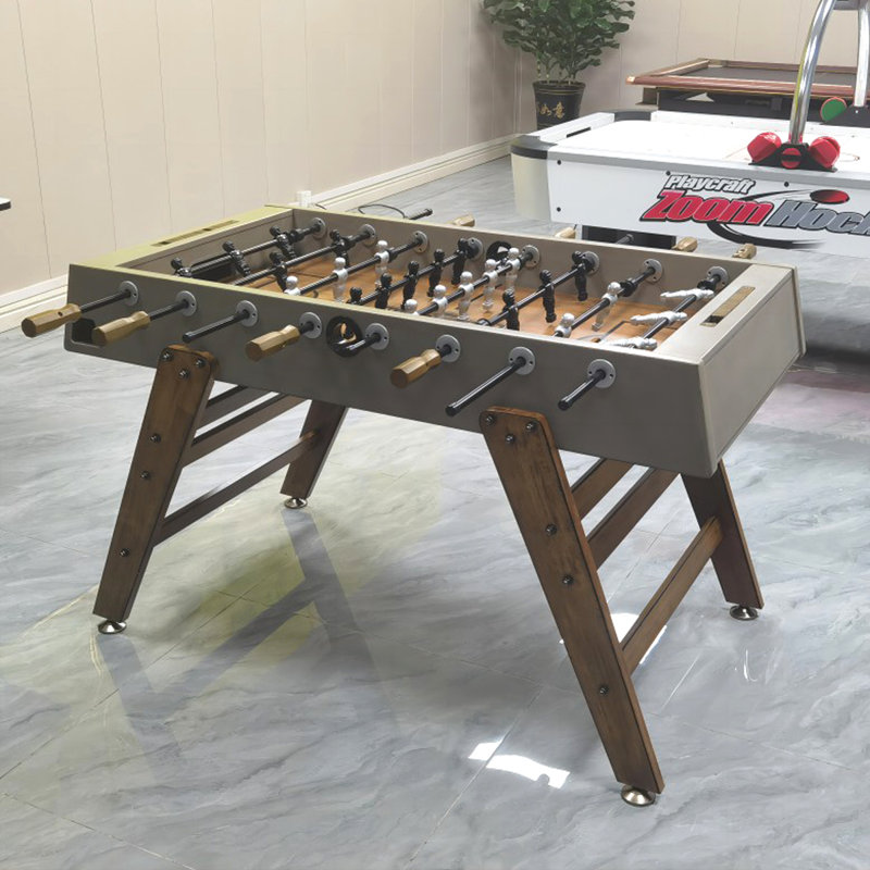 Gray + Brown Rectangular Solid + Manufactured Wood Foosball Tables