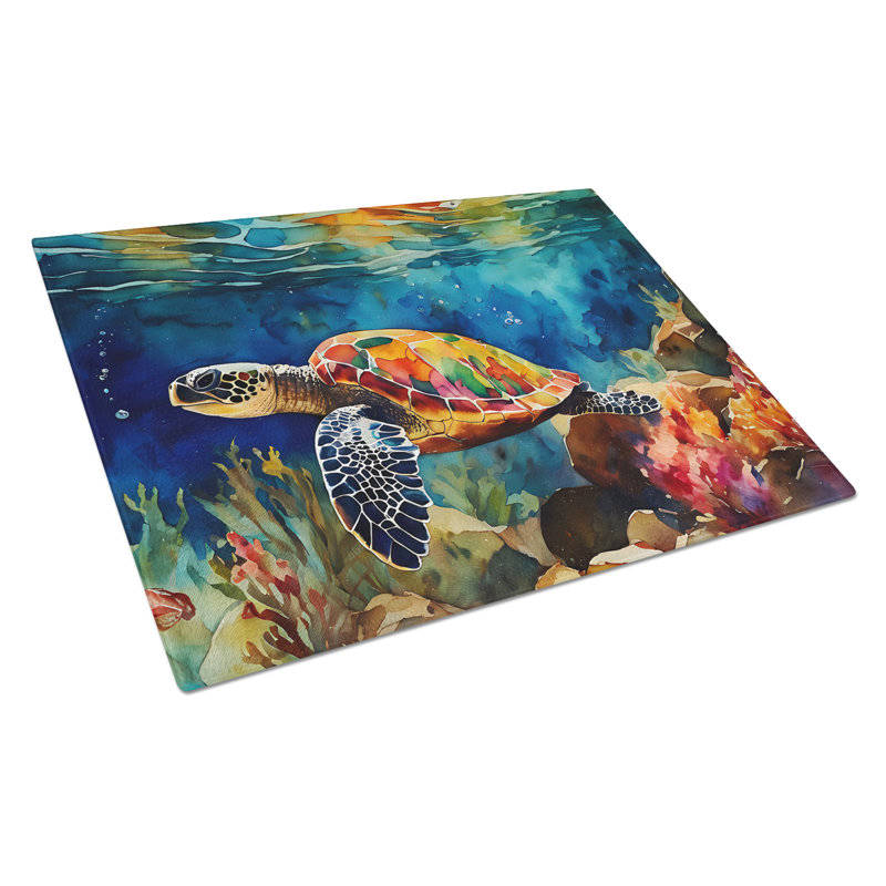 Loggerhead Sea Turtle Glass Cutting Board Large