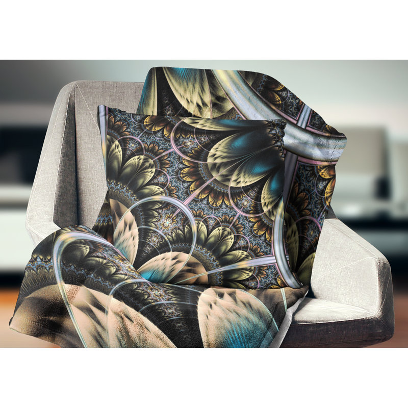 Coussin décoratif symétrique orange foncé à motif floral, 16 po x 1 po, Carré