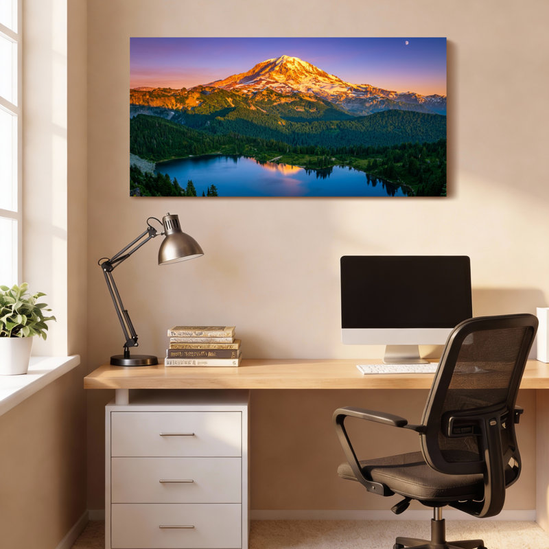 Tableau sur toile tendue représentant un coucher de soleil sur le mont Rainier (lot de 1), 3216