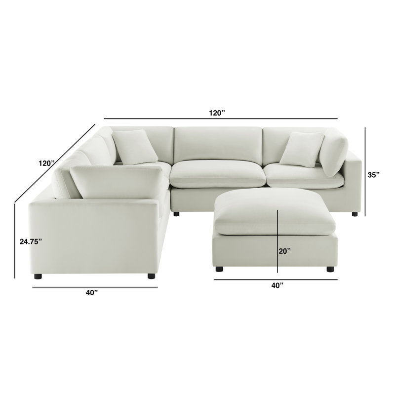 Canapé modulaire 6 pièces Caylie - Ivoire